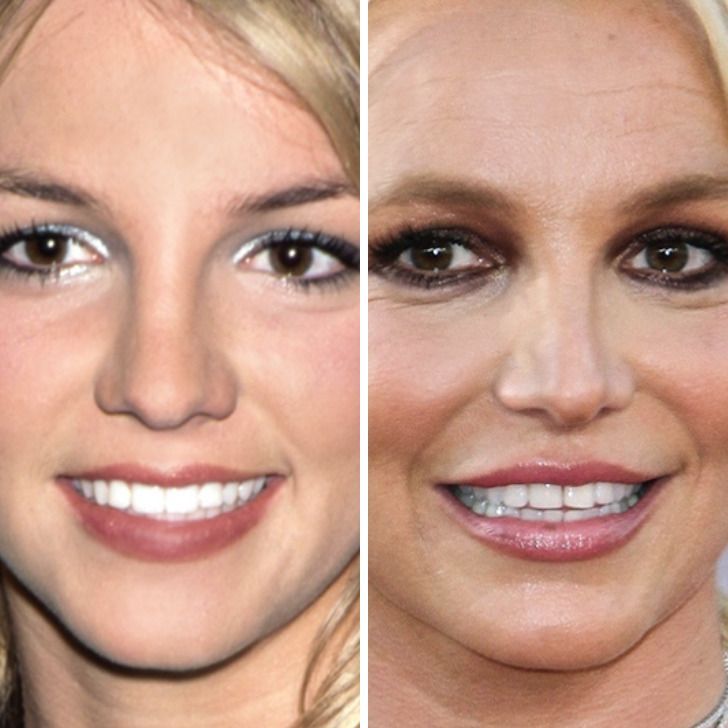 Britney Spears,
Age 17 vs age 37