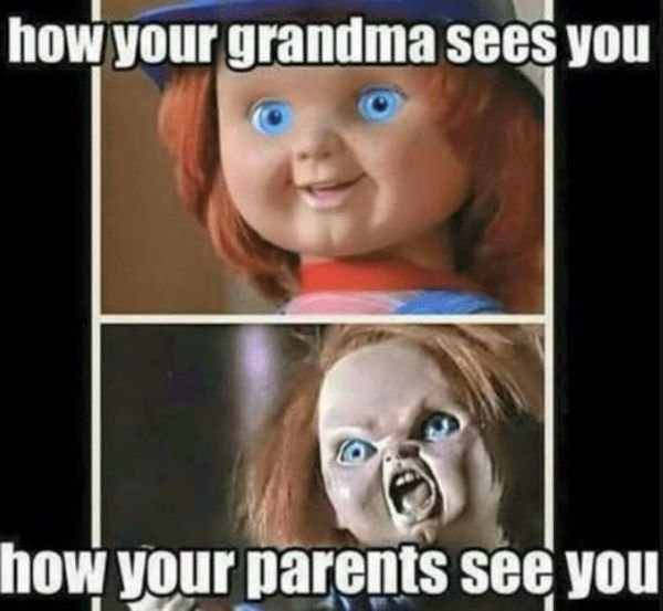 funny grandparents meme - how your grandma sees you how your parents see you