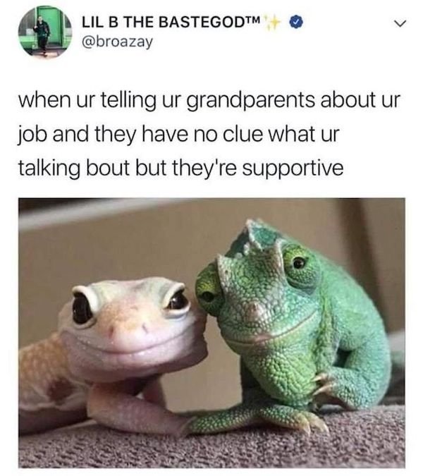 you re telling your grandparents about your job - Lil B The Bastegodtm when ur telling ur grandparents about ur job and they have no clue what ur talking bout but they're supportive
