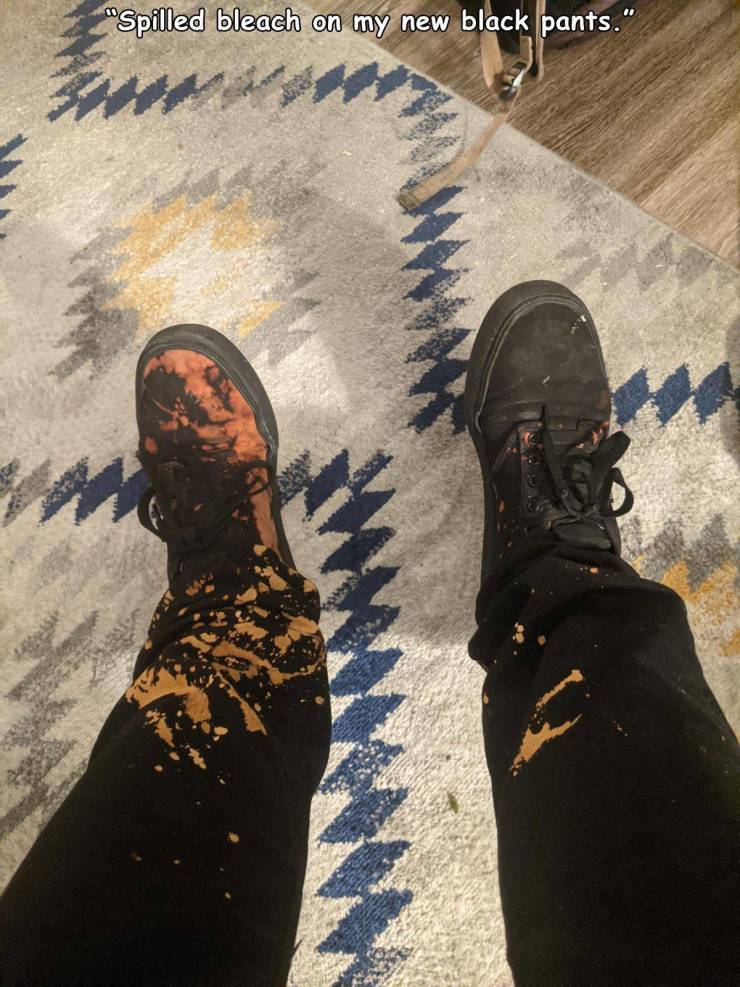 outdoor shoe - "Spilled bleach on my new black pants." 3