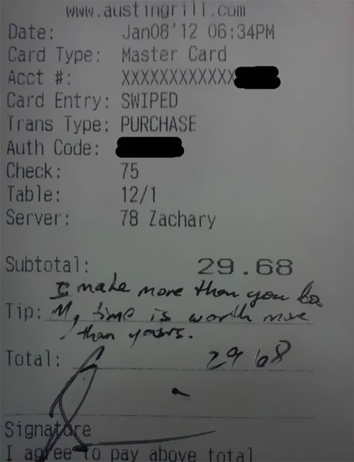 30 Trashy Tips Left By Customers.