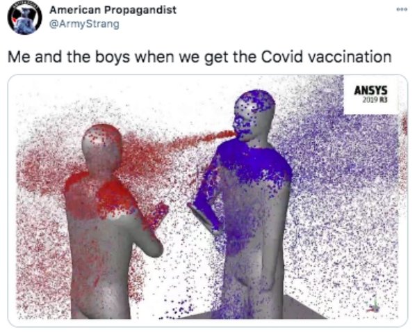 me and the boys spraying particles - American Propagandist Strang Me and the boys when we get the Covid vaccination Ansys 2019 R3