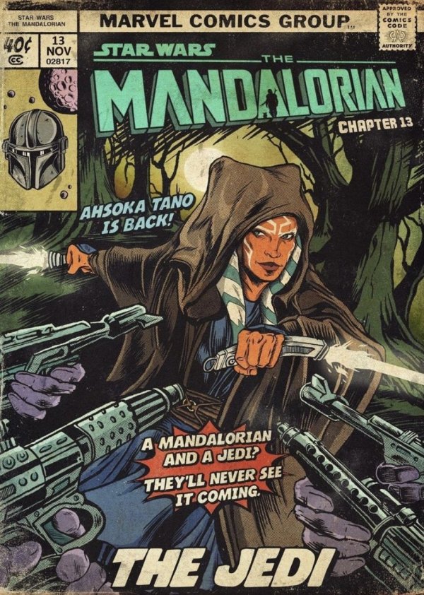 comic book - Star Wars The Mandalorian Marvel Comics Group... Approved By The Comics Code Cao Authority 40 13 Star Wars Cc The Mandalorian Chapter 13 Ahsoka Tano Is Back! dile A Mandalorian And A Jedi? They'Ll Never See It Coming The Jedi
