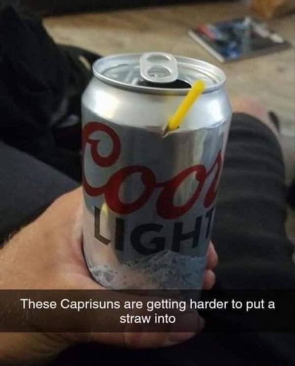 coors light capri sun - T Ge These Caprisuns are getting harder to put a straw into