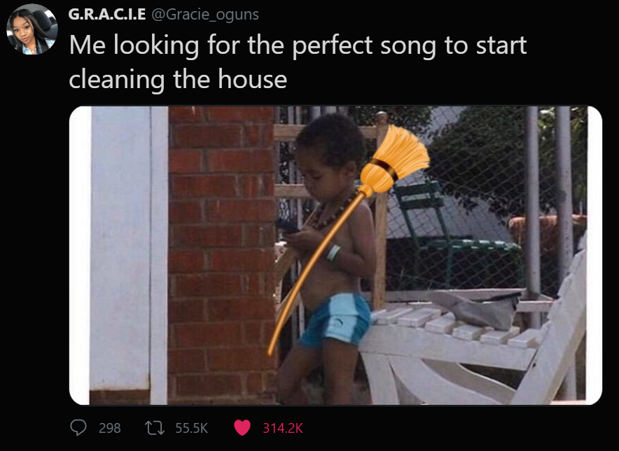 photo caption - G.R.A.C.I.E Me looking for the perfect song to start cleaning the house 298 12