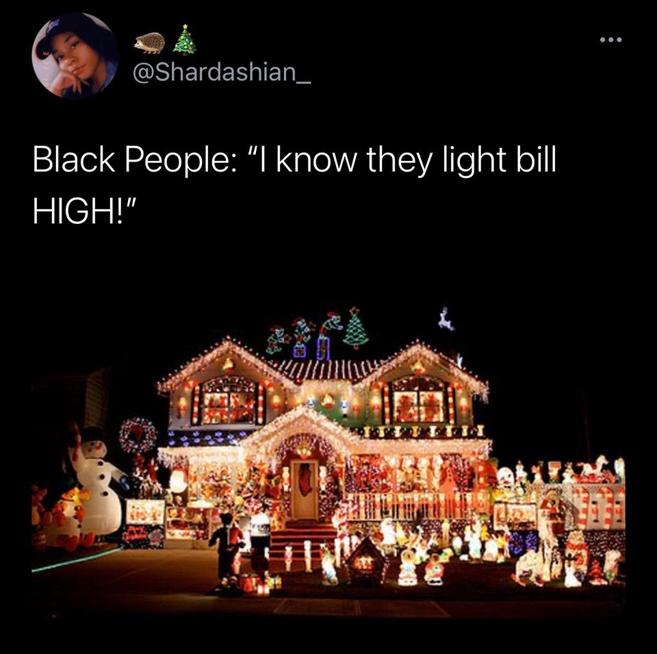 crazy outdoor christmas decorations - Black People I know they light bill High!"