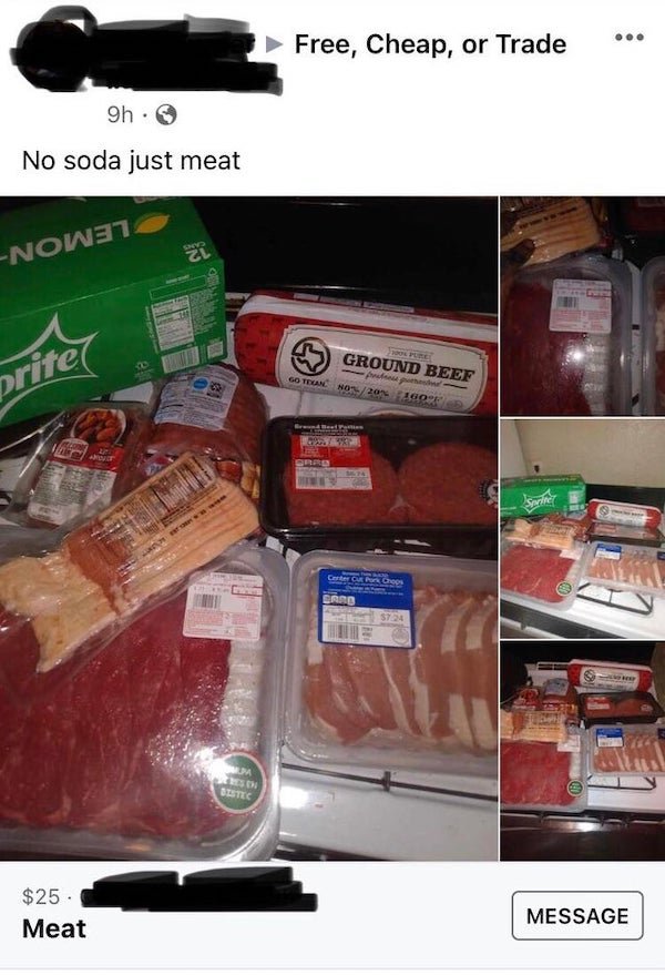 go texan - Free, Cheap, or Trade 9h. No soda just meat Snv NOW37 El Ground Beef prite Go Tdannon20 Fagor Ta Cererer Bare 5724 One Bestec $25 Meat Message
