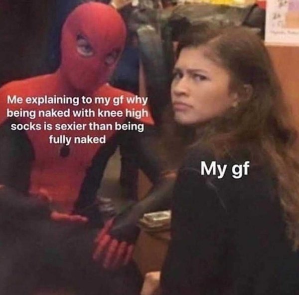 knee high socks meme - Me explaining to my gf why being naked with knee high socks is sexier than being fully naked My gf