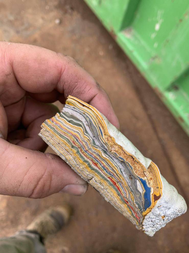 “Years of paint build up I chipped of an old trestle at work.”