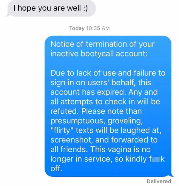 lebron james text - I hope you are well Today Notice of termination of your inactive bootycall account Due to lack of use and failure to sign in on users' behalf, this account has expired. Any and all attempts to check in will be refuted. Please note than