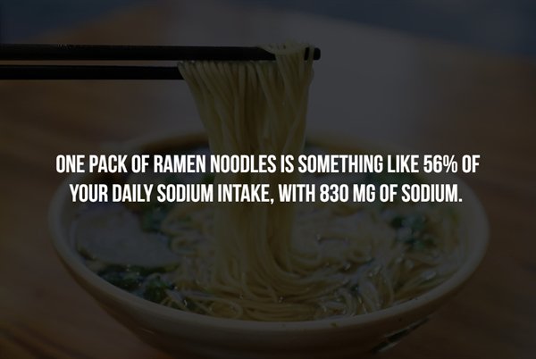 boo squad - One Pack Of Ramen Noodles Is Something 56% Of Your Daily Sodium Intake, With 830 Mg Of Sodium.