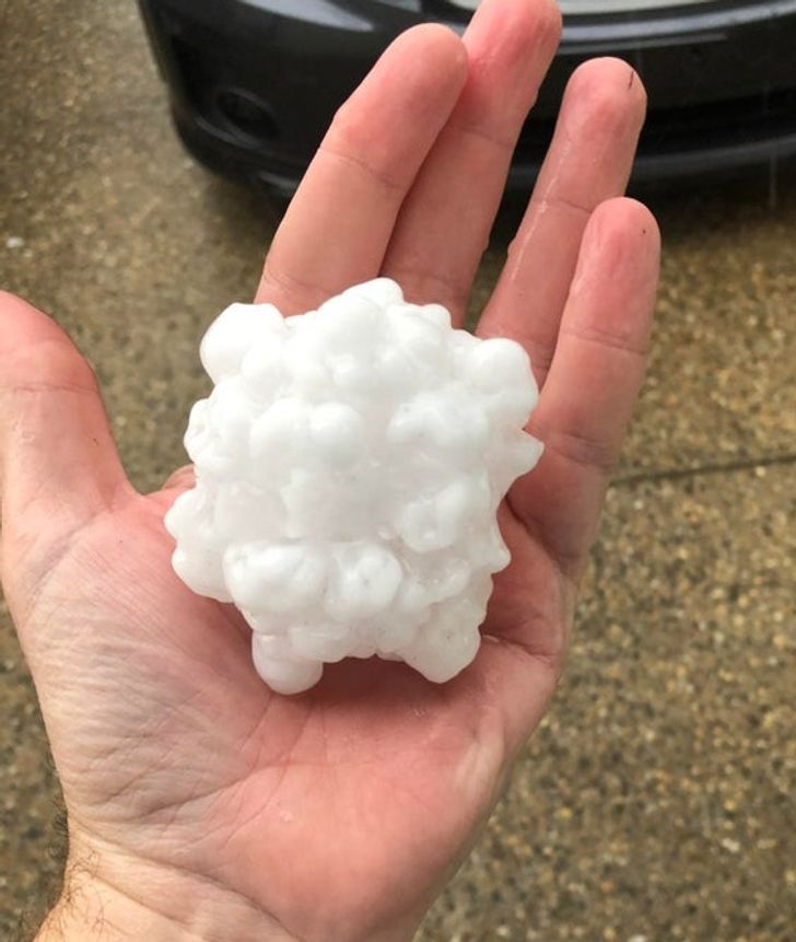 The size of a hail stone