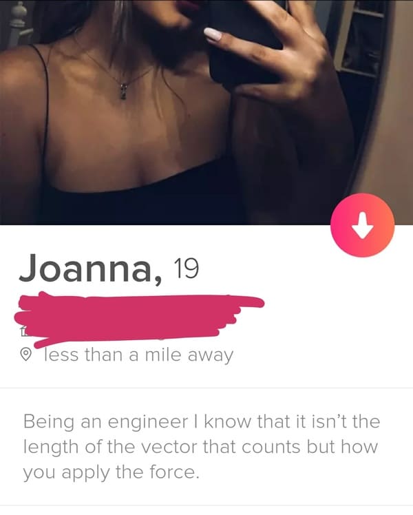 shoulder - Joanna, 19 less than a mile away Being an engineer I know that it isn't the length of the vector that counts but how you apply the force.