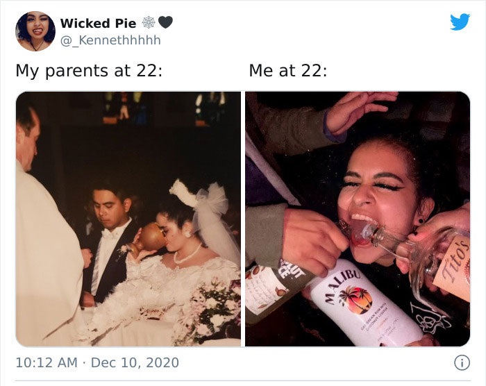 photo caption - Wicked Pie My parents at 22 Me at 22 Tito's Alibus Ny
