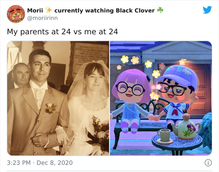 media - Morii currently watching Black Clover My parents at 24 vs me at 24 Rg