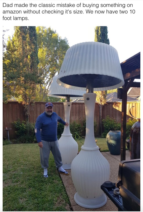 10 foot lamps - Dad made the classic mistake of buying something on amazon without checking it's size. We now have two 10 foot lamps.