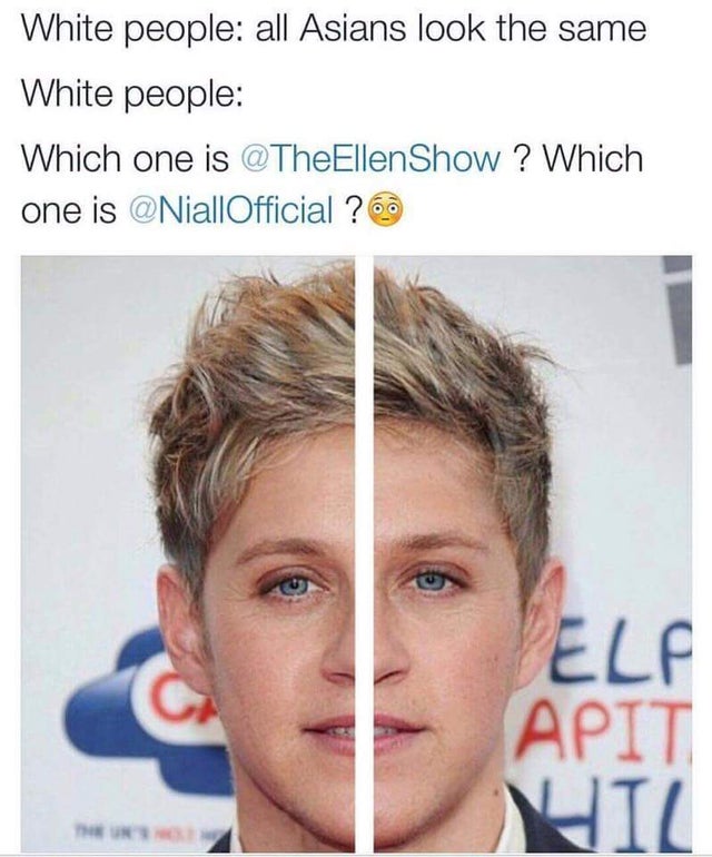 niall horan or ellen degeneres - White people all Asians look the same White people Which one is ? Which one is ? Pelp Apit Whic