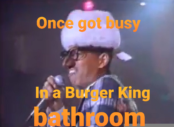 photo caption - Once got usy In a Bur er King bathroom