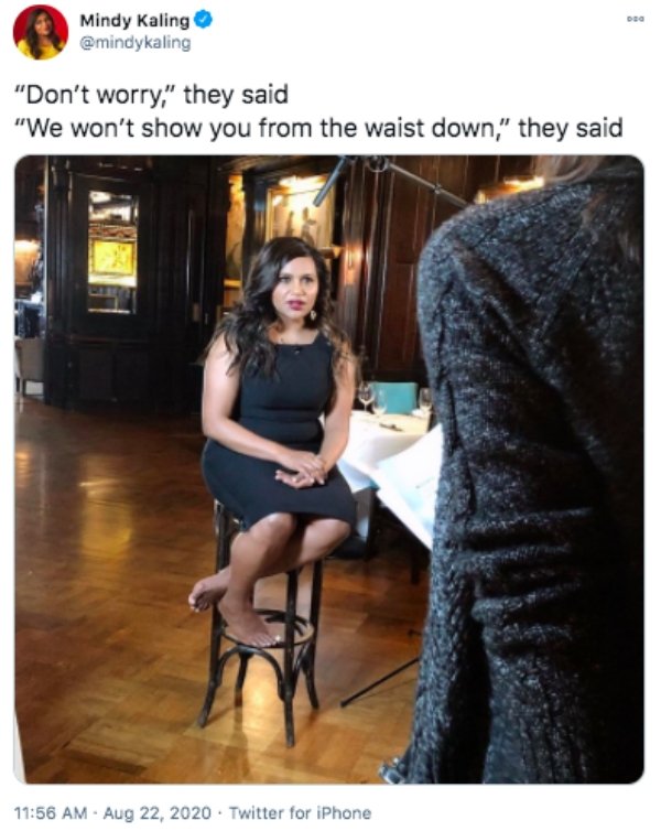 mindy kailing feet - Mindy Kaling 'Don't worry,' they said 'We won't show you from the waist down,' they said . Twitter for iPhone