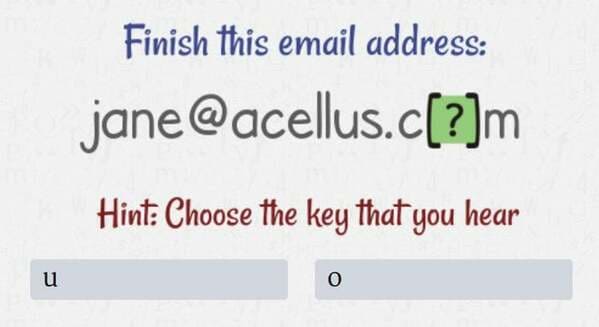 paper - Finish this email address jane .c?m Hint Choose the key that you hear u O