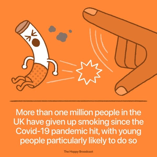 More than one million people in the Uk have given up smoking since the Covid19 pandemic hit with young people particularly ly to do so The Happy Broadcast