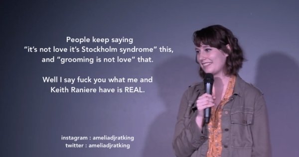 microphone - People keep saying "it's not love it's Stockholm syndrome" this, and "grooming is not love" that. Well I say fuck you what me and Keith Raniere have is Real. instagram ameliadjratking twitter ameliadjratking