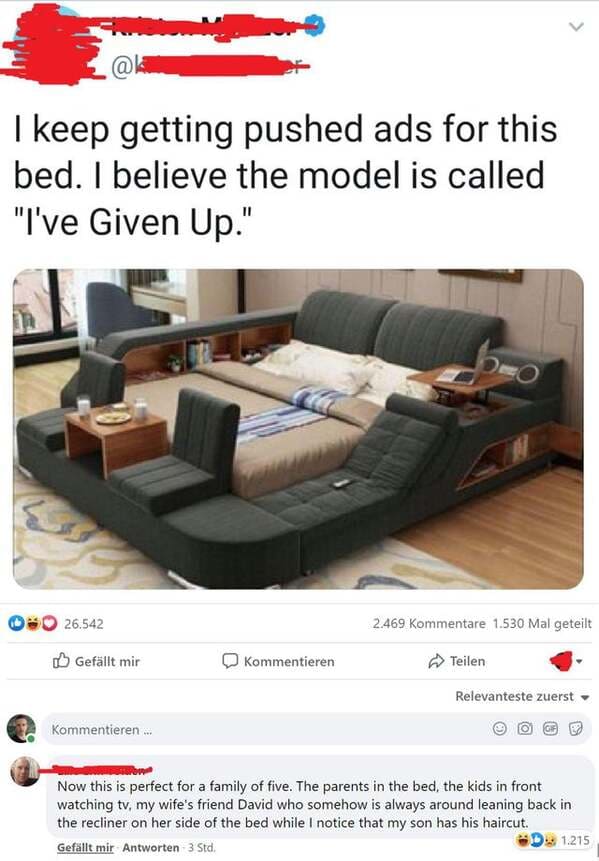 xxl bed - I keep getting pushed ads for this bed. I believe the model is called "I've Given Up." 0 0 26.542 2.469 Kommentare 1.530 Mal geteilt Gefllt mir Kommentieren Teilen Relevanteste zuerst Kommentieren. Now this is perfect for a family of five. The p
