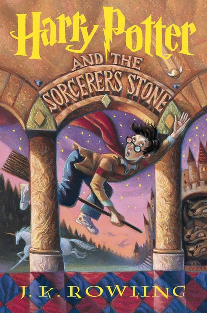 harry potter book cover poster - Harly Potter And The Stone Sorcerers Ved J. K. Rowling