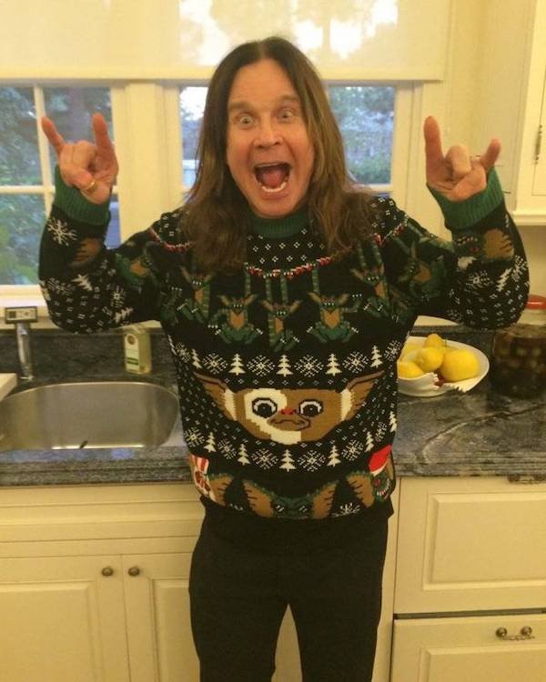 funny pictures - ozzy osbourne christmas gremlins sweater