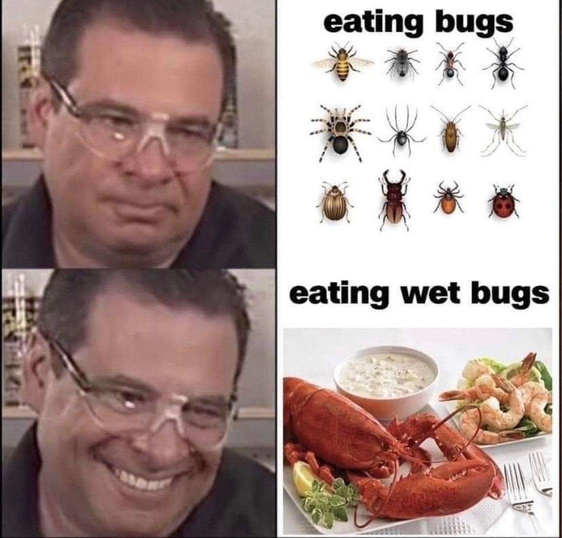 funny pictures - sad adult meme - eating bugs eating wet bugs
