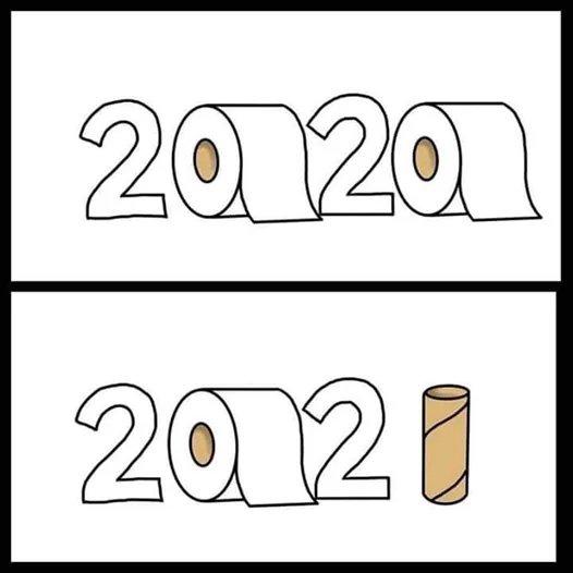 funny pictures - 2020 versus 2021 toilet paper rolls
