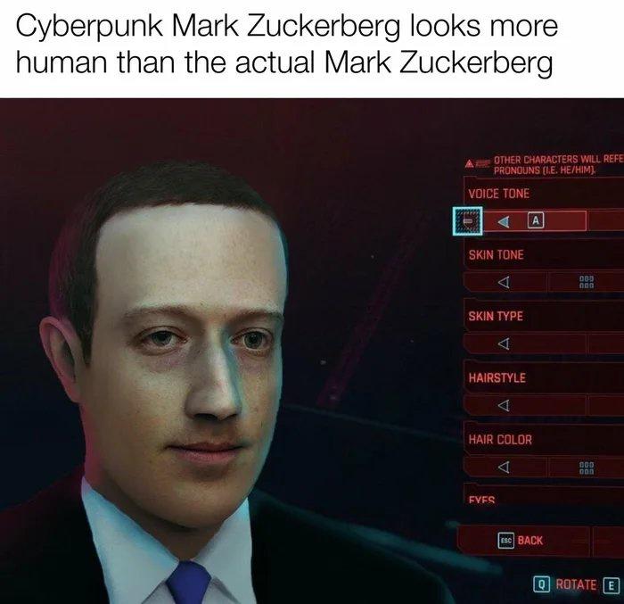 funny pictures - Cyberpunk Mark Zuckerberg looks more human than the actual Mark Zuckerberg