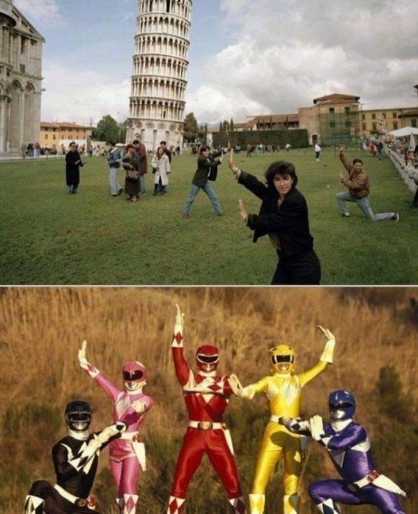funny pictures - leaning tower of pisa power rangers meme