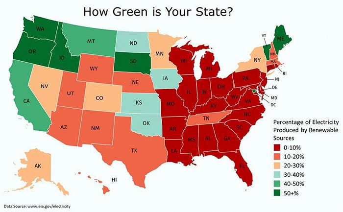 11 11 2020 election results map - How Green is Your State? Wa Vt Mt Me Nd Or Mn Nh Id Sd Wi Ny Wy Mi Ia Pa Ri Nj Ne Nv Oh De Ut Il In w Ca Ks Va Md Dc Mo Ng Tn Ok Az Nm Ar Sc Ms Al Ga Tx La Percentage of Electricity Produced by Renewable Sources 010% 1020