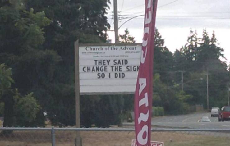 street sign - Church of the Advent They Said Change The Sign So I Did AT20