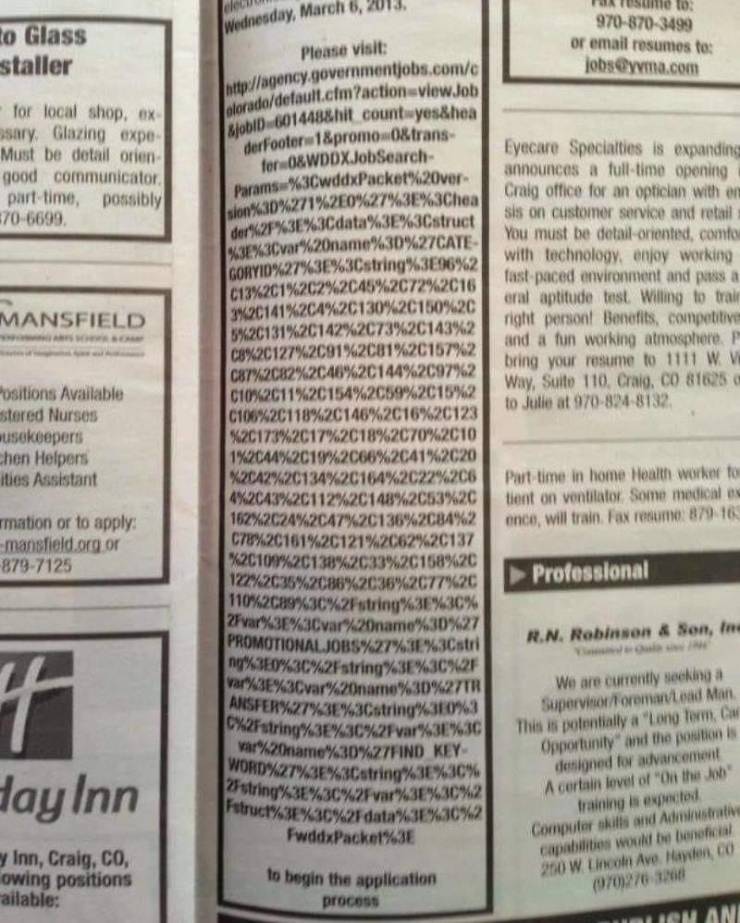 newspaper job ad url