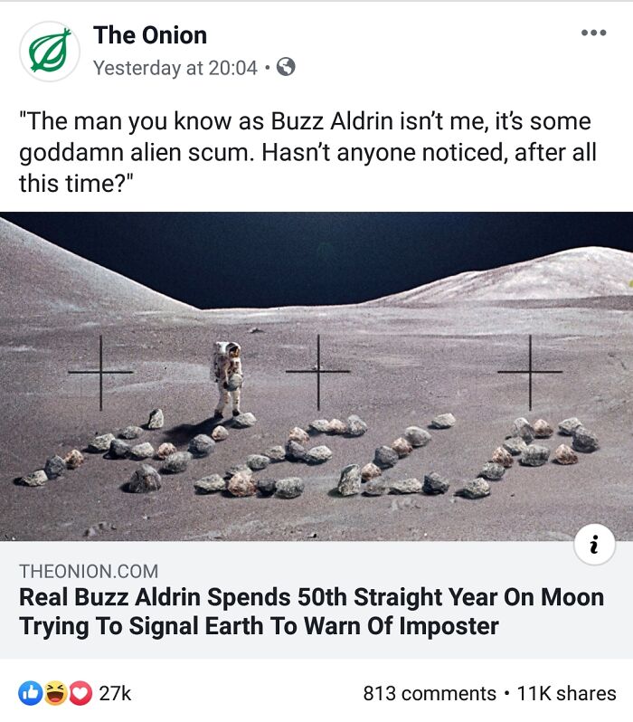 funny math jokes - the onion headline buzz aldrin on the moon