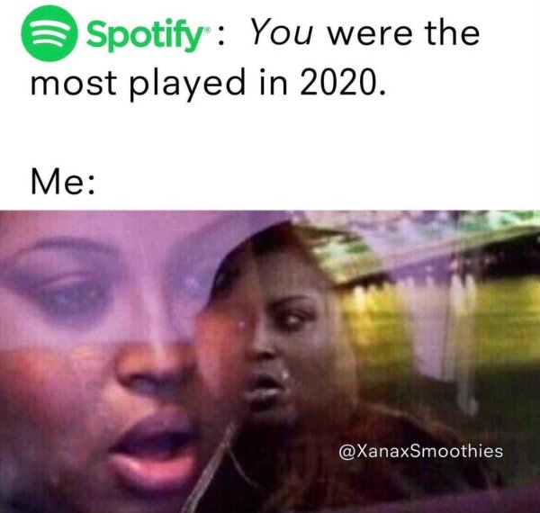 schizophrenia memes - 3 Spotify You were the most played in 2020. Me