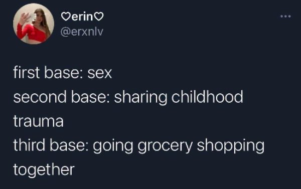 screenshot - Verin first base sex second base sharing childhood trauma third base going grocery shopping together