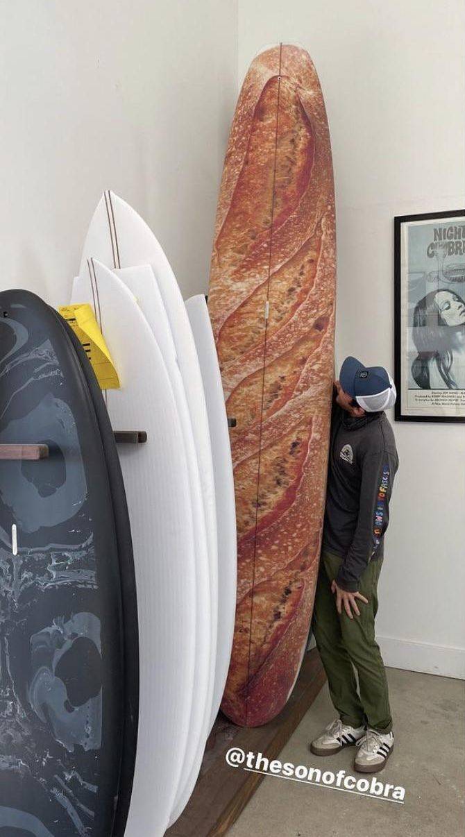 “My friend’s new surfboard was made to look like a Baguette.”