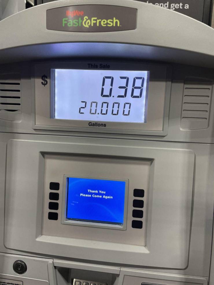 “Managed to get gas for $0.019 a gallon last night.”