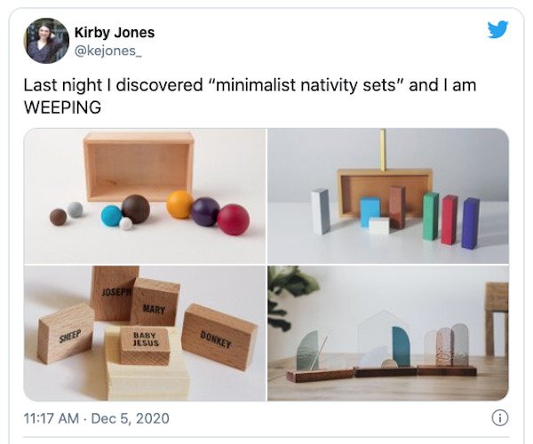 funny depressions memes and jokes - Last night I discovered minimalist nativity sets and I am weeping
