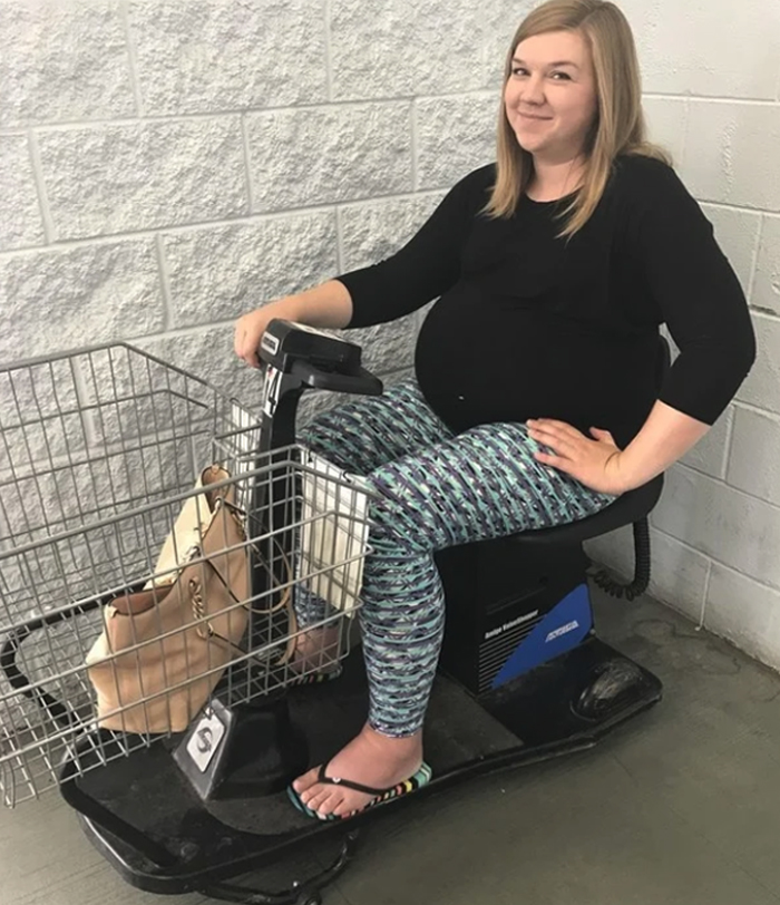 Eight Months Pregnant = Motorized Cart At The Store. Note My Swollen Ankles!