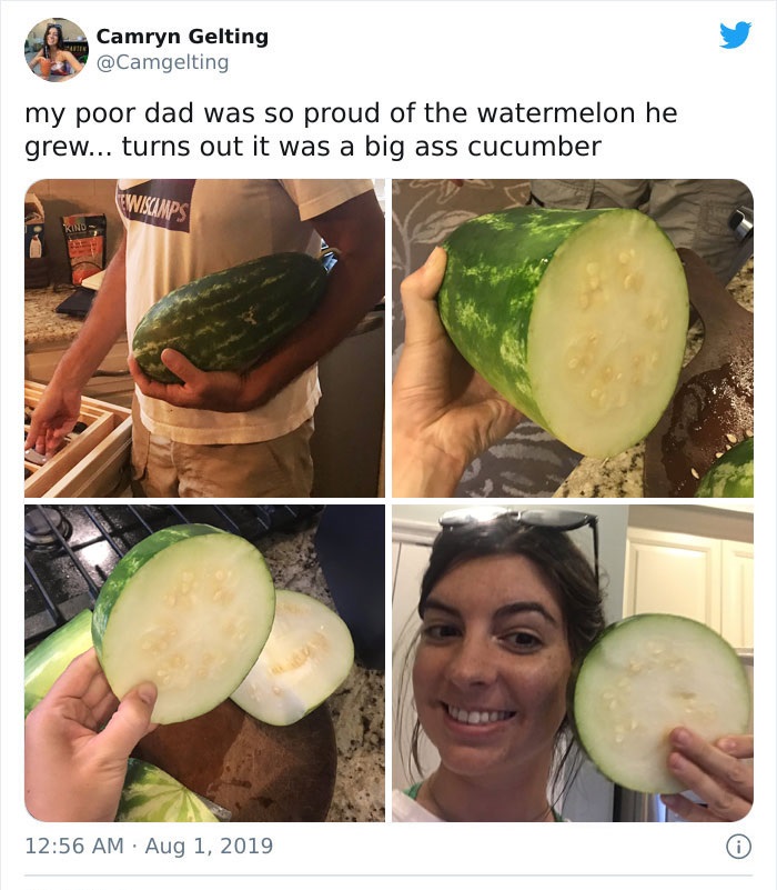 vegetable - Camryn Gelting my poor dad was so proud of the watermelon he grew... turns out it was a big ass cucumber Ewiscamps Kind ang