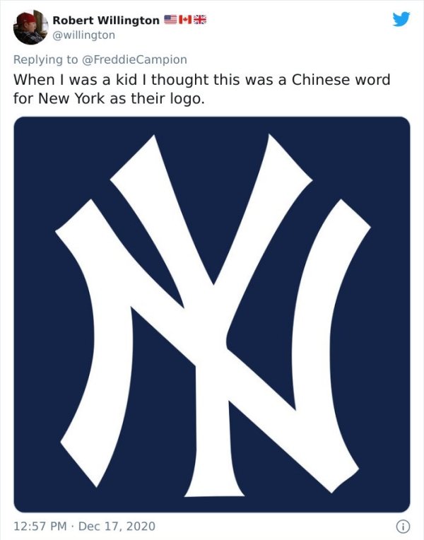 new york yankees logo black and white - Robert Willington Em When I was a kid I thought this was a Chinese word for New York as their logo. . Dec 17. 2020 6
