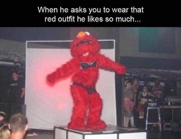 cursed reaction - When he asks you to wear that red outfit he so much...