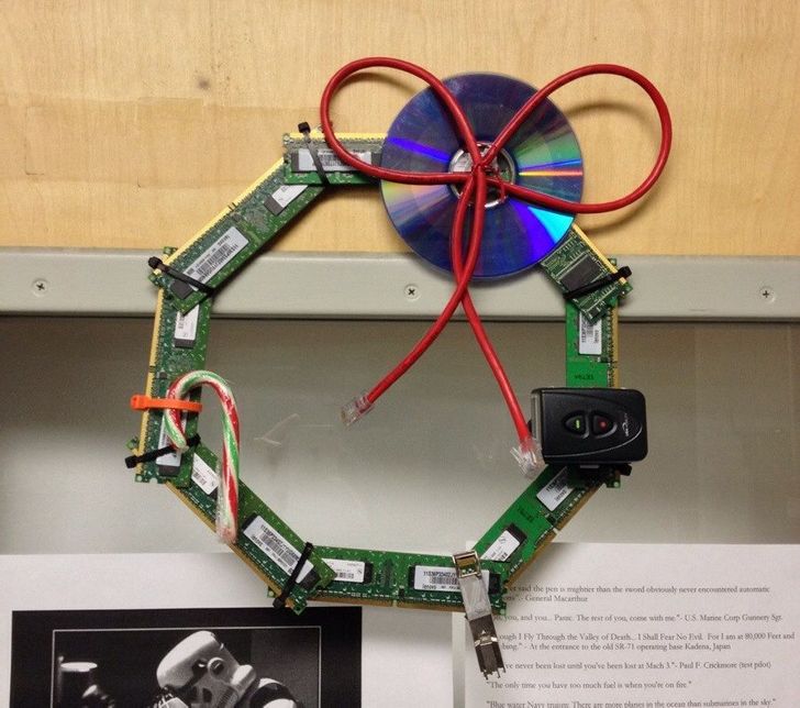 “I work in IT. This is the Christmas wreath my boss made.”