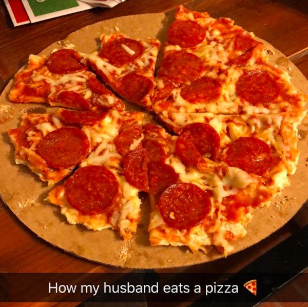 pepperoni - How my husband eats a pizza