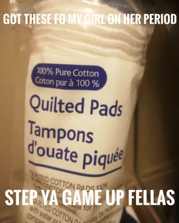 Onged Cotton Pads 100% Got These Fo My Girl On Her Period 100% Pure Cotton Coton pur 100% Quilted Pads wala Tampons d'ouate pique Sostoy Step Ya Game Up Fellas emoval Uilted Cotton with water or eal for comples may be ma