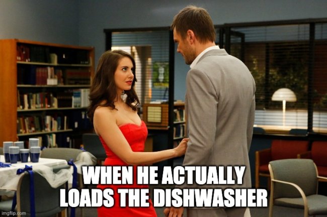 community joel mchale - When He Actually Loads The Dishwasher Imgflip.com